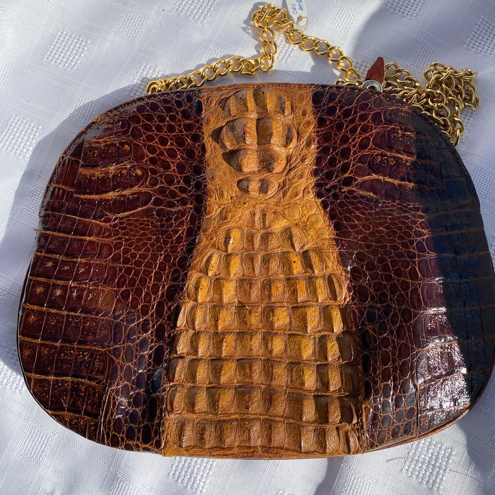 Vintage Brown Alligator Croc Purse Bag Clutch